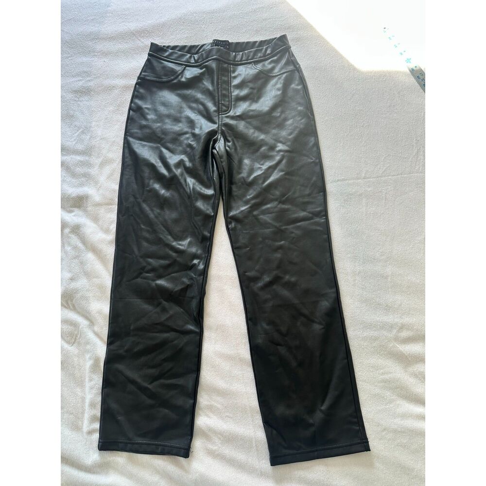 Sanctuary Faux Leather Wide Leg Pants Black Pull On Medium XP0831CS